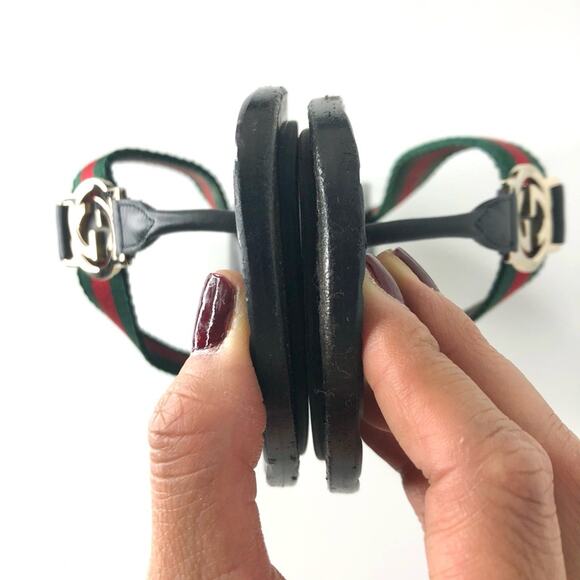 Gucci Interlocking GG Emboss Supreme Web Stripe Thong Flip Flop Sandals 37 - Picture 6 of 10